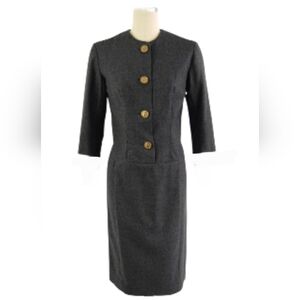 Vintage B.H. Wragge 1950's Gray Wool Sheath Dress Size M